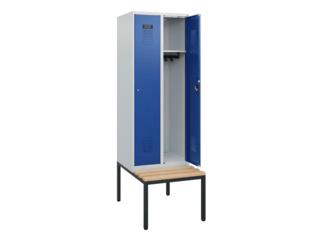 locker met bank,HxBxD 1950x600x815mm,2vak,vak B 300mm,cilinderslot