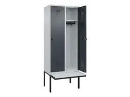 locker met bank,HxBxD 2120x800x815mm,2vak,vak B 400mm,draaigrendel