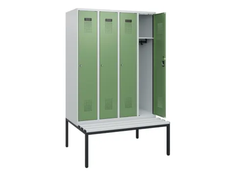 locker met bank,HxBxD 1950x1200x815mm,4vak,vak B 300mm,cilinderslot