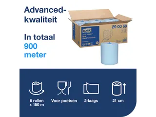 Tork 290068 H1 Matic Advanced Handdoekrol Blauw 2-laags 150m 6 rollen - 4