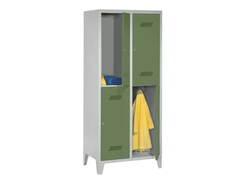 dubbeldekse locker,HxBxD 1850x800x500mm,2x2vak.,RAL7035,front RAL6011