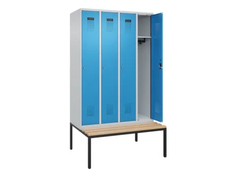 locker met bank,HxBxD 2120x1200x815mm,4vak,vak B 300mm,cilinderslot