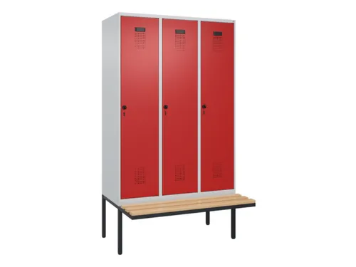 locker met bank,voor scheiding van kleding,HxBxD 2120x1200x815mm,3vak