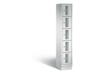 Lockerkast 1800x320x500mm 1x5 vakken Cilinderslot, Sokkel, RAL7035 - 2