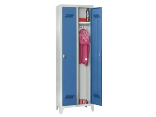 lockerkast v. kinderen,HxBxD 1600x630x500mm,2vak,RAL7035,front RAL5012 - 2