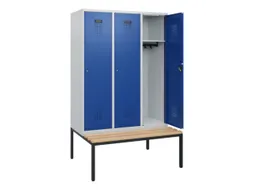 locker met bank,HxBxD 1950x1200x815mm,3vak,vak B 400mm,cilinderslot