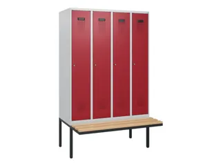 locker met bank,HxBxD 1950x1200x815mm,4vak,vak B 300mm,cilinderslot - 2