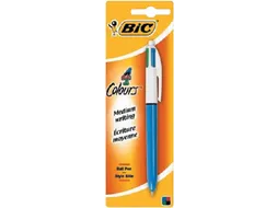 Balpen Bic 4kleuren medium lichtblauw blister à 1 stuk