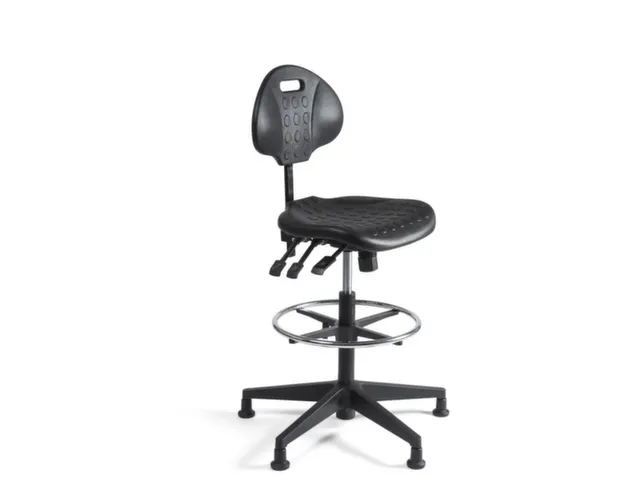 siège d'atelier pivotant,siège standard noir,PU,assise H 570-830mm