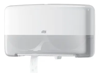 Tork 555500 T2 Twin Mini Jumbo Toiletpapier Dispenser Elevation Wit - 1