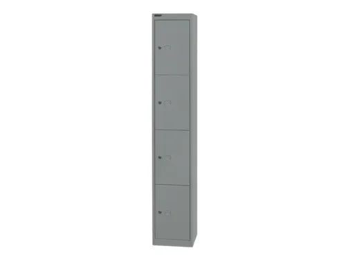 lockerkast,HxBxD 1802x305x305mm,1x4vakken,cil.-slot,romp zilverkleurig