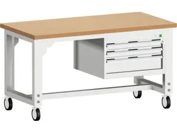 werkbank,verrijdbaar,HxBxD 840-1140x1500x750mm,beukenblad