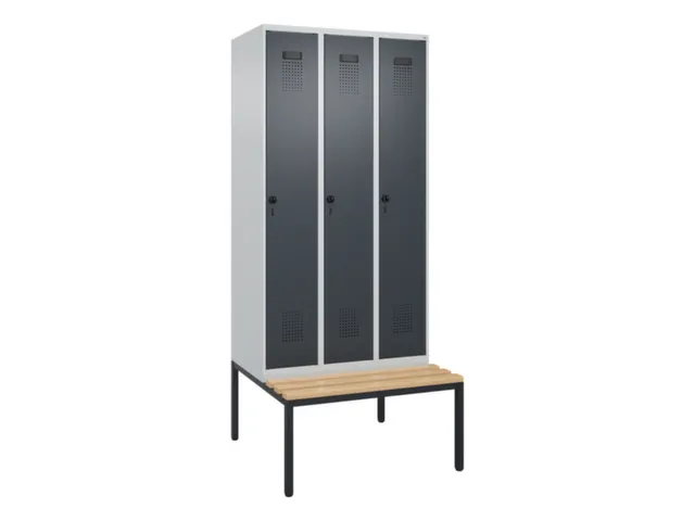 locker met bank,voor scheiding van kleding,HxBxD 2120x900x815mm,3vak