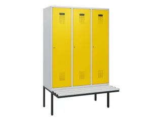 locker met bank,HxBxD 1950x1200x815mm,3vak,vak B 400mm,cilinderslot - 2