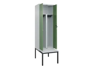 PBM-locker met bank,HxBxD 2120x600x815mm,2vak,vak B 300mm,draaigrendel - 2