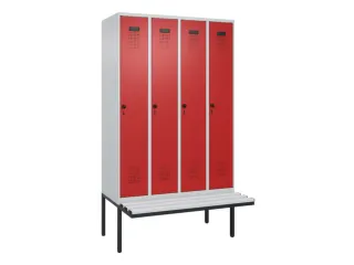 locker met bank,voor scheiding van kleding,HxBxD 2120x1200x815mm,4vak - 2