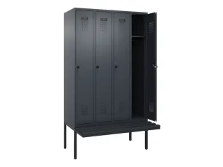 locker met bank,HxBxD 2120x1200x815mm,4vak,vak B 300mm,draaigrendel - 1