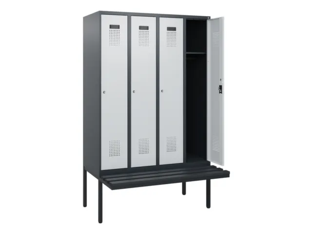 locker met bank,HxBxD 1950x1200x815mm,4vak,vak B 300mm,cilinderslot
