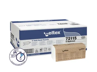 Handdoek Celtex Hydrosol V-vouw 3-laags wit doos 15 pak a 170 vel - 1