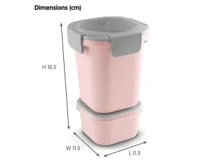 #*Lunchbeker Roze Sigma home food set 2 stuks11,5 x 11,5 x 15,8 cm - 2