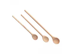 EMGA Lepelset 3-delig hout vlak-rond 25-30-35cm
