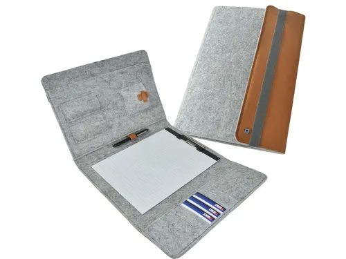 DESQ Schrijfmap A4 Dutch Design Grijs vilt met clipboard en elastiek