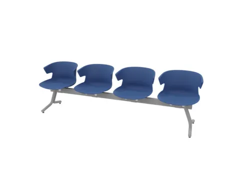 Wachtkamerbank 4Zittingen Kunststof Kuipen Blauw Frame Antraciet
