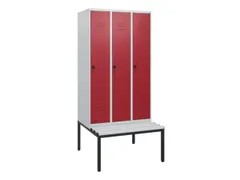 locker met bank,HxBxD 1950x900x815mm,3vak,vak B 300mm,draaigrendel