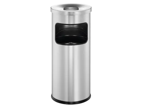 Metalen Afvalbak 17 Liter Met Asbak Metaal Zilver