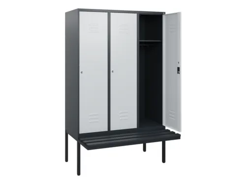 locker met bank,HxBxD 1950x1200x815mm,3vak,vak B 400mm,cil.-slot