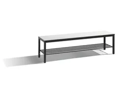 omkleedbank,HxLxD 401x1500x353mm,HPL wit,frame staal RAL7021