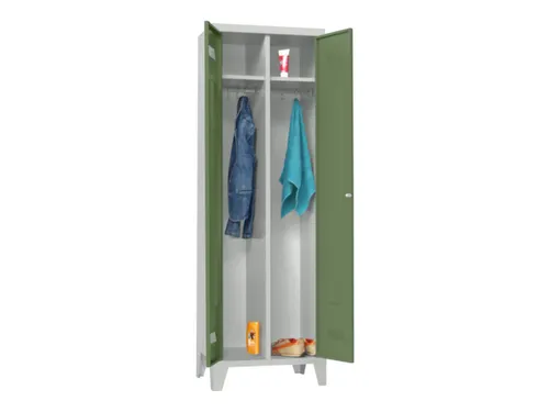 garderobekast,HxBxD 1850x600x500mm,2vak,RAL7035,front RAL6011