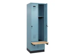 locker met bank,HxBxD 1950x600x815mm,2vak,vak B 300mm,draaigrendel