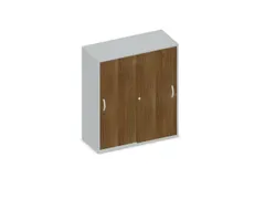 Schuifdeurkast 1150x1000x430mm Romp Lichtgrijs Decor Front Noten