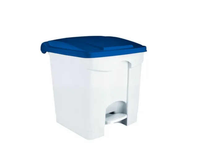 Contitop,afvalbak met pedaal 30L wit/blauw