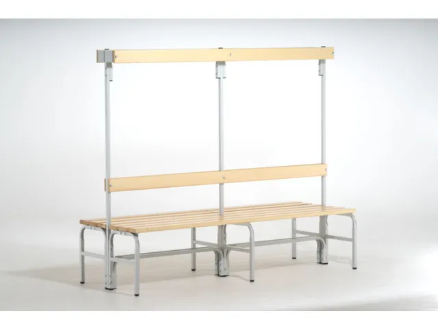 banc double HxLxP 1650x2000x725mm barrettes en bois