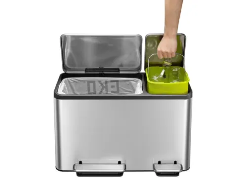 Ecocasa Recycler Pedaalemmer 30+15 Liter mat RVS