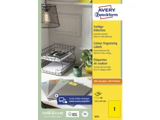 etiket Avery ILK 210x297mm 100 vel 1 etiket per vel geel - 2