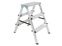 dubbele aluminium ladder,beide zijden,2x3trede(n),bordes H 0,65m