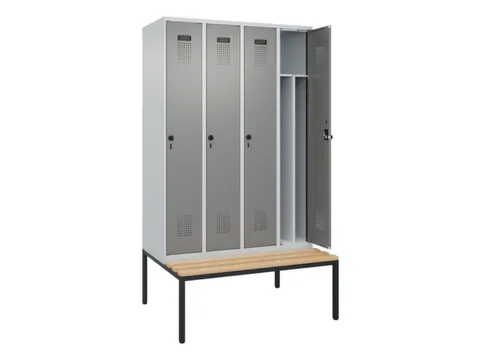 locker met bank,voor scheiding van kleding,HxBxD 2120x1200x815mm,4vak