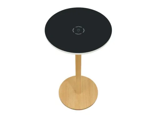 statafel,HxØ 1100x600mm,rond,schotelvoet natuur,blad antraciet
