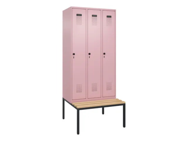 locker met bank,voor scheiding van kleding,HxBxD 2120x900x815mm,3vak