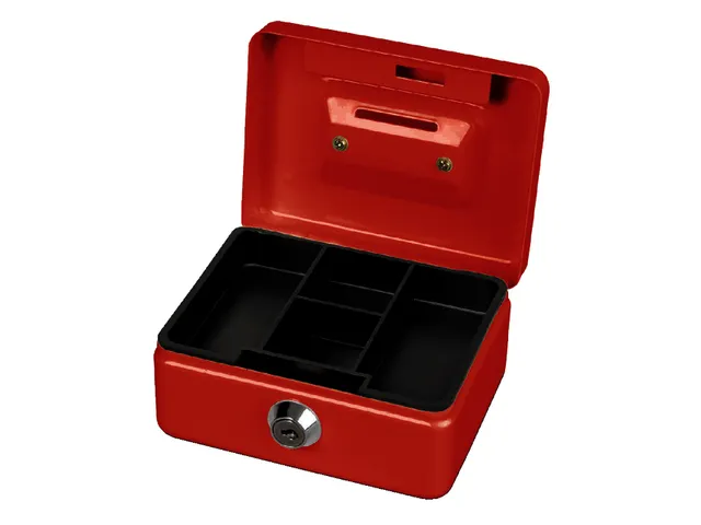 Geldkist MAUL met muntgleuf en slot 125x95x60mm rood