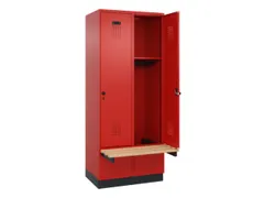 locker met bank,HxBxD 1950x800x815mm,2vak,vak B 400mm,draaigrendel