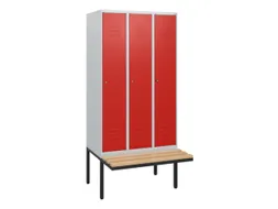locker met bank,HxBxD 1950x900x815mm,3vak,vak B 300mm,cil.-slot