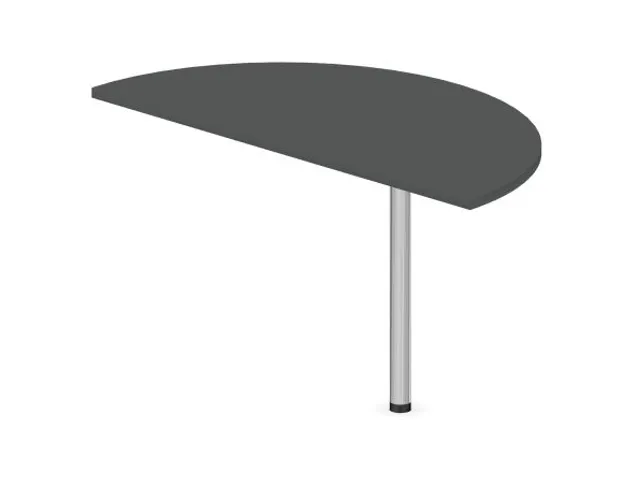 aanbouwtafel,i.h.v.,HxBxD 720-840x1200x600mm,halfrond,MS-donkergrijs