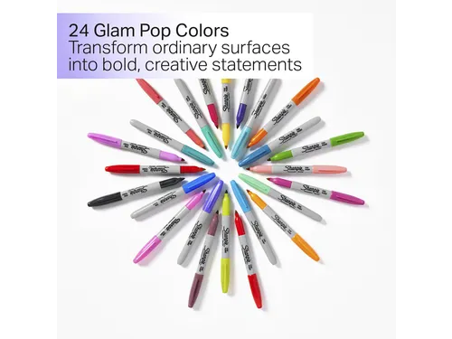 Viltstift Sharpie Glampop fijn assorti blister à 24 stuks