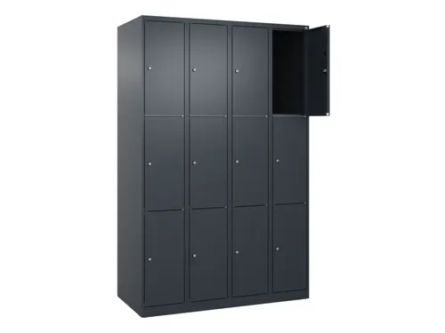 lockerkast,HxBxD 1850x1200x500mm,4x3vakken,vak B 300mm,cil.-slot
