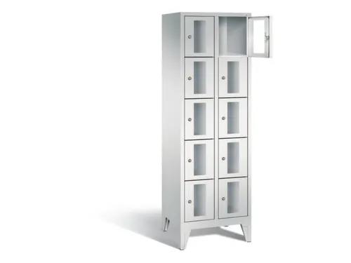Lockerkast 1850x610x500mm 2x5 vakken Cilinderslot Poten, RAL7035