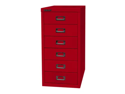 kantoor-ladekast HxBxD 590x279x380mm 6 laden romp kardinaalrood staal